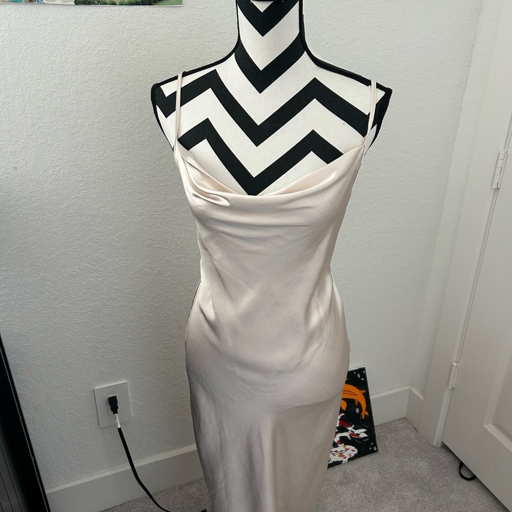 Motel Rocks Cream Slip Dress Spaghetti Strap Maxi